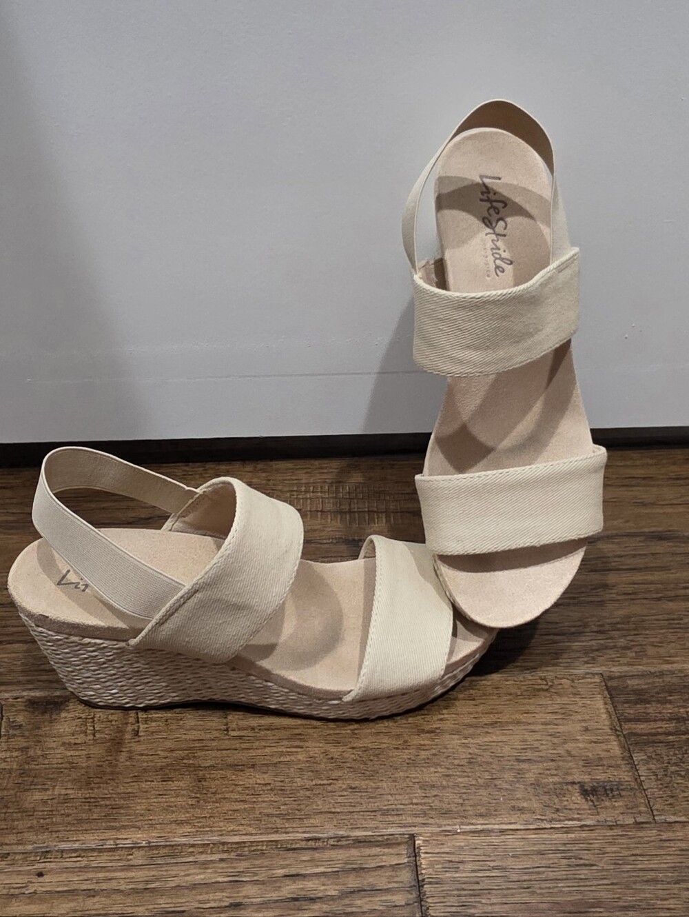 Life Stride Wedge Sandals with Elastic Slingback